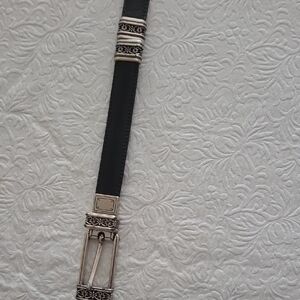 Women's Black & Brown Croc Reversible Leather Belt